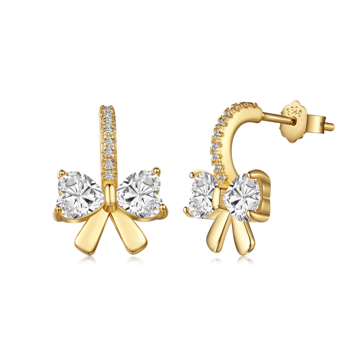 [baslovejewels]Exquisite Earrings With Heart-Shaped Bow Design