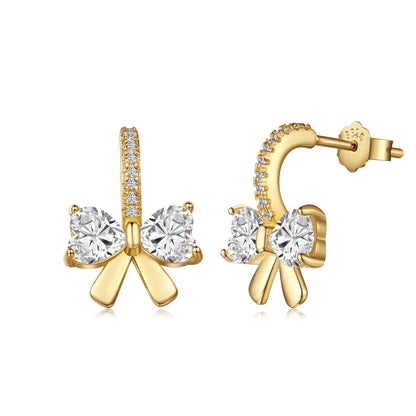 [baslovejewels]Exquisite Earrings With Heart-Shaped Bow Design