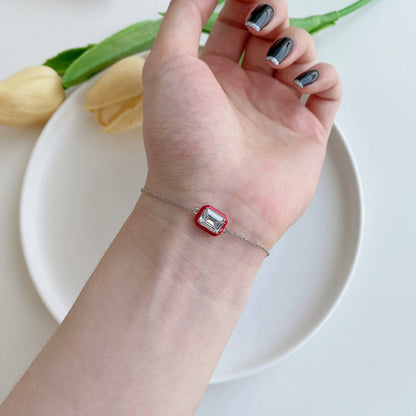 [baslovejewels]2.0 Carat Sparkling Colorful Emerald Cut Daily Bracelet