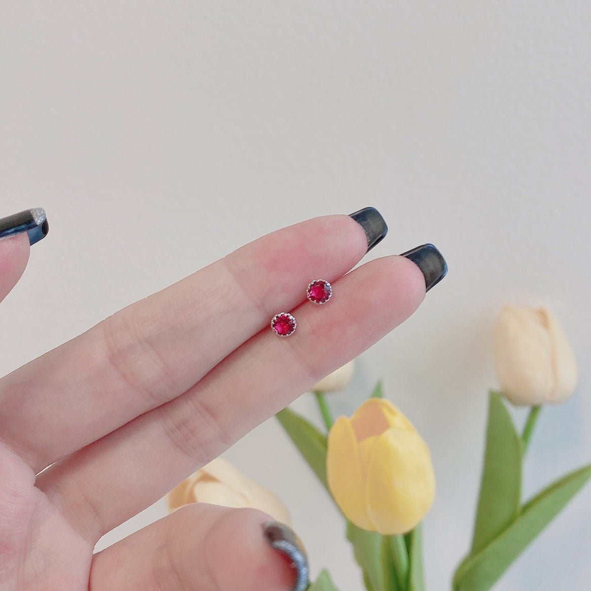 [baslovejewels]Sparkling Colorful Round Shape Earrings