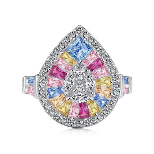 [baslovejewels]Elegant Colorful Water Drop Shape Banquet Ring