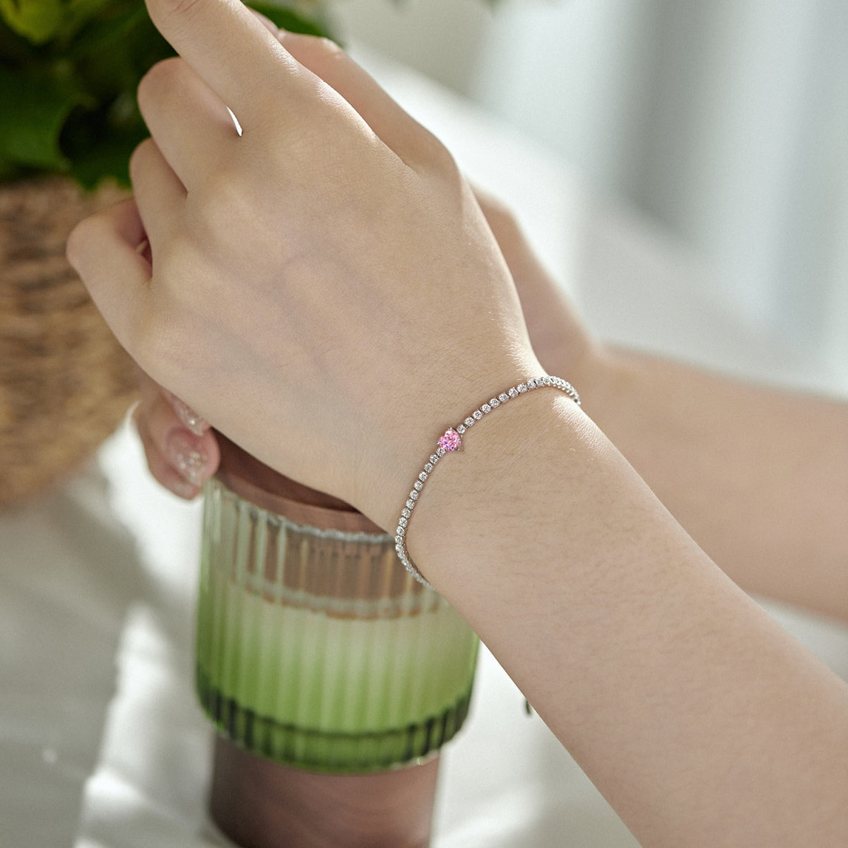 [baslovejewels]0.5 Carat Elegant Romantic Heart Shape Lover Bracelet