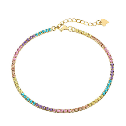 [baslovejewels]Dazzling Colorful Round Cut Daily Bracelet