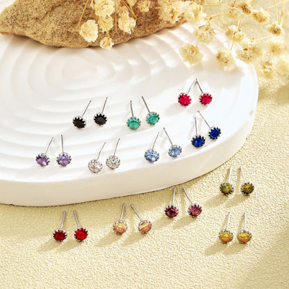 [baslovejewels]Sparkling Colorful Round Shape Earrings