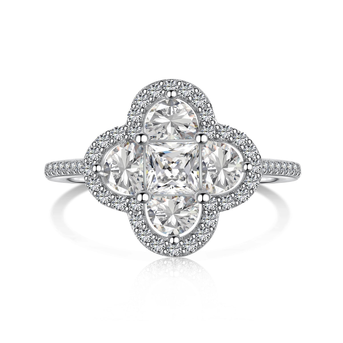 [baslovejewels]Luxurious Eternity Flower Shape Banquet Ring