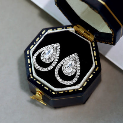 [baslovejewels]Sparkling Delicate Water Drop Shape Daily Earrings