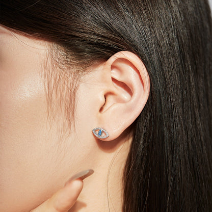 [baslovejewels]Blue Devil Eyes Hollow Stud Earrings