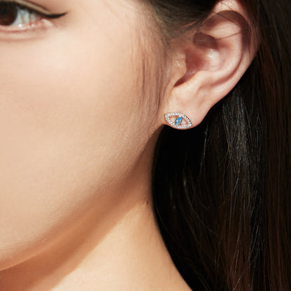 [baslovejewels]Blue Devil Eyes Hollow Stud Earrings