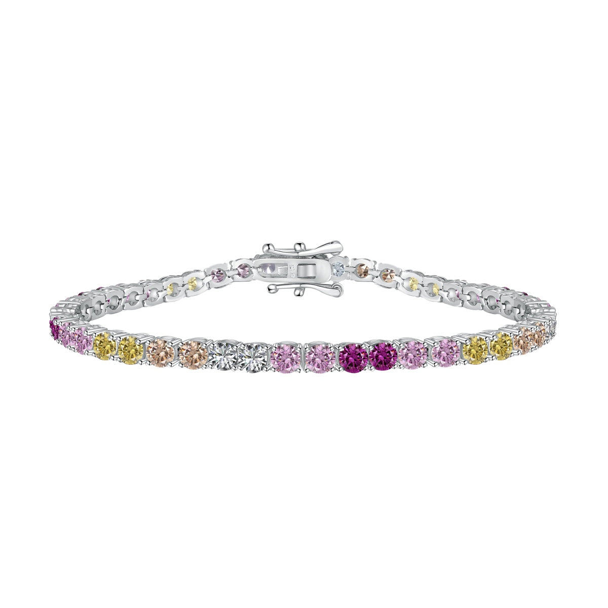 [baslovejewels]Radiant Colorful Round Cut Tennis Bracelet