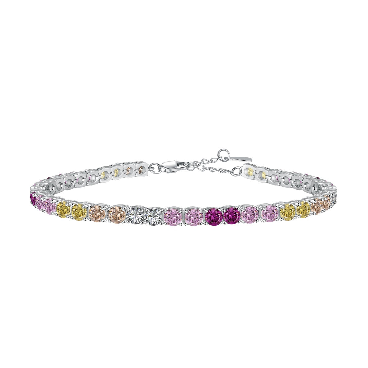 [baslovejewels]Radiant Colorful Round Cut Tennis Bracelet