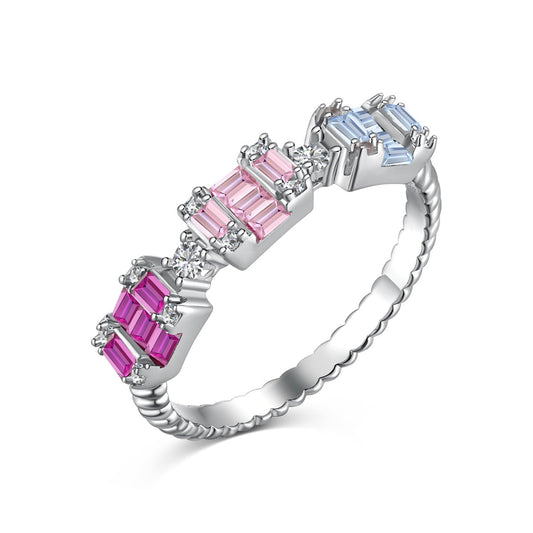 [baslovejewels]Unique Colorful Emerald Cut Party Ring