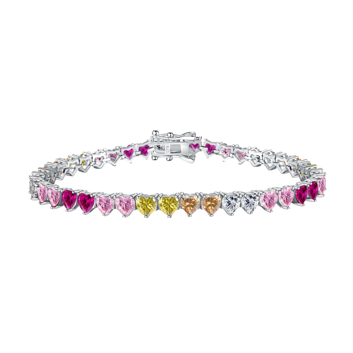 [baslovejewels]Luxurious Colorful Romantic Heart Shape Lover Bracelet