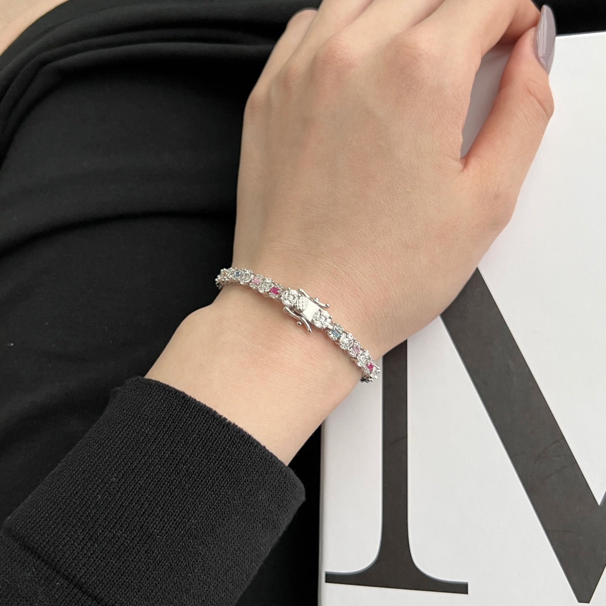 [baslovejewels]Dazzling Radiant Multi Cut Daily Bracelet