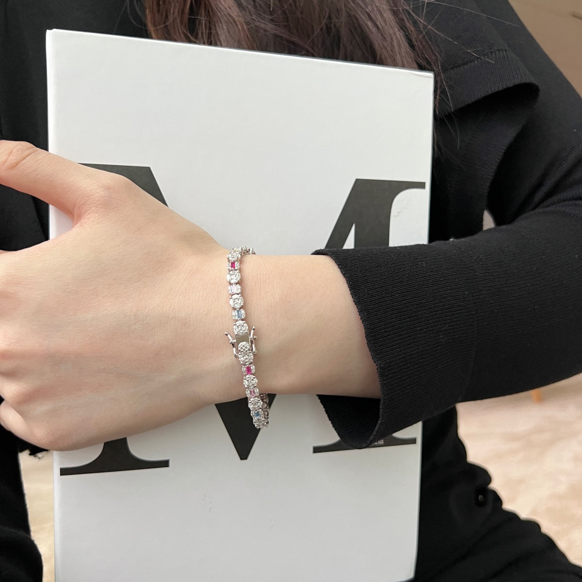 [baslovejewels]Dazzling Radiant Multi Cut Daily Bracelet