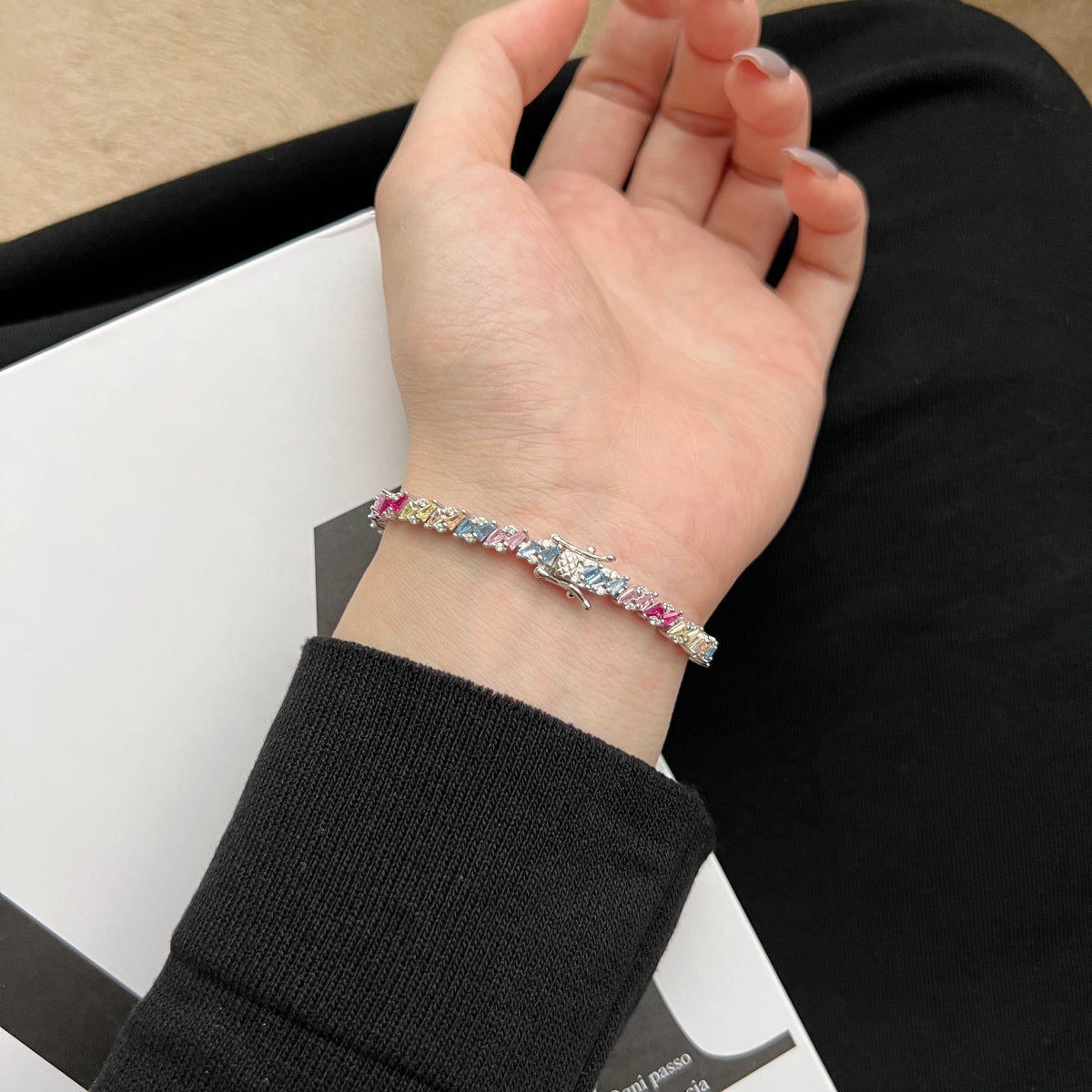 [baslovejewels]Ornate Sparkling Multi Cut Party Bracelet