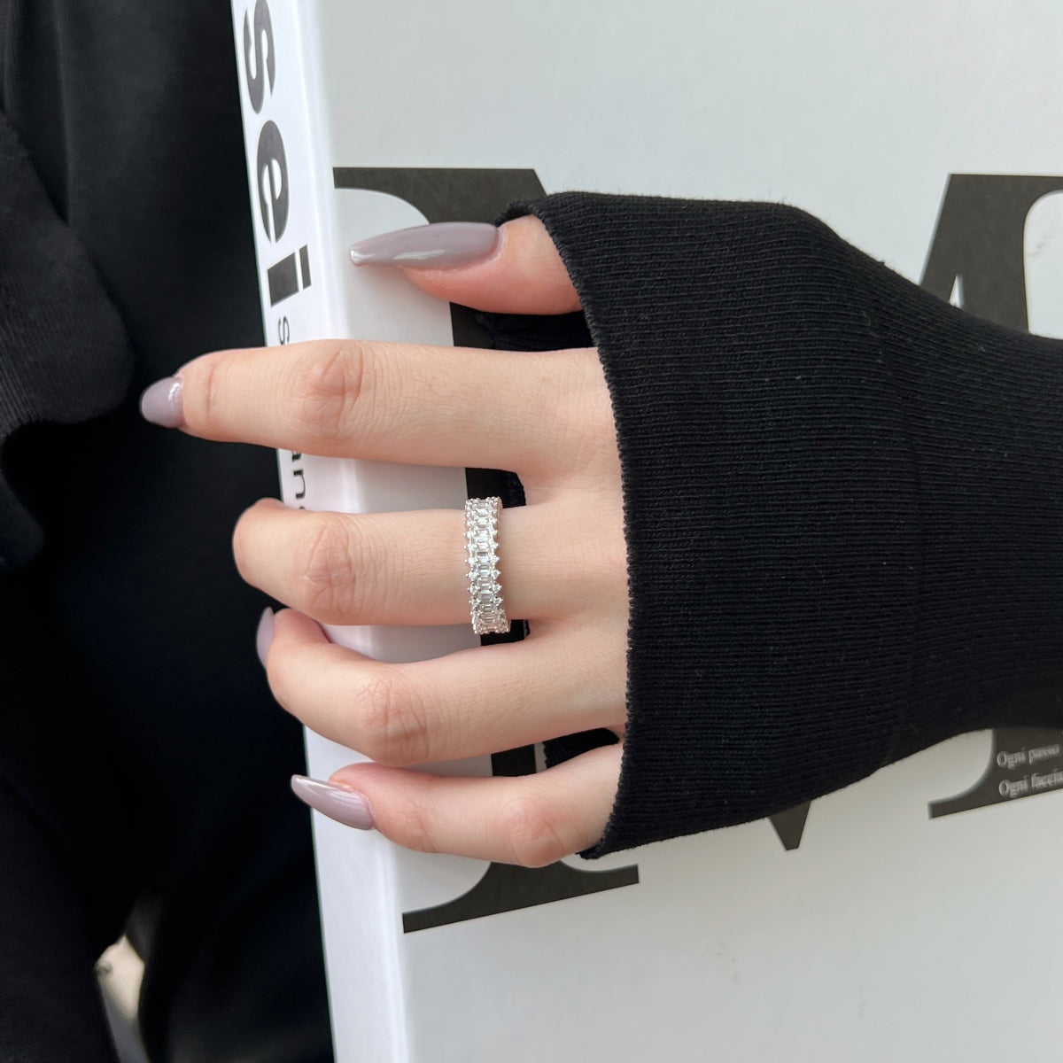 [baslovejewels]Splashy Ornate Emerald Cut Cocktail Ring