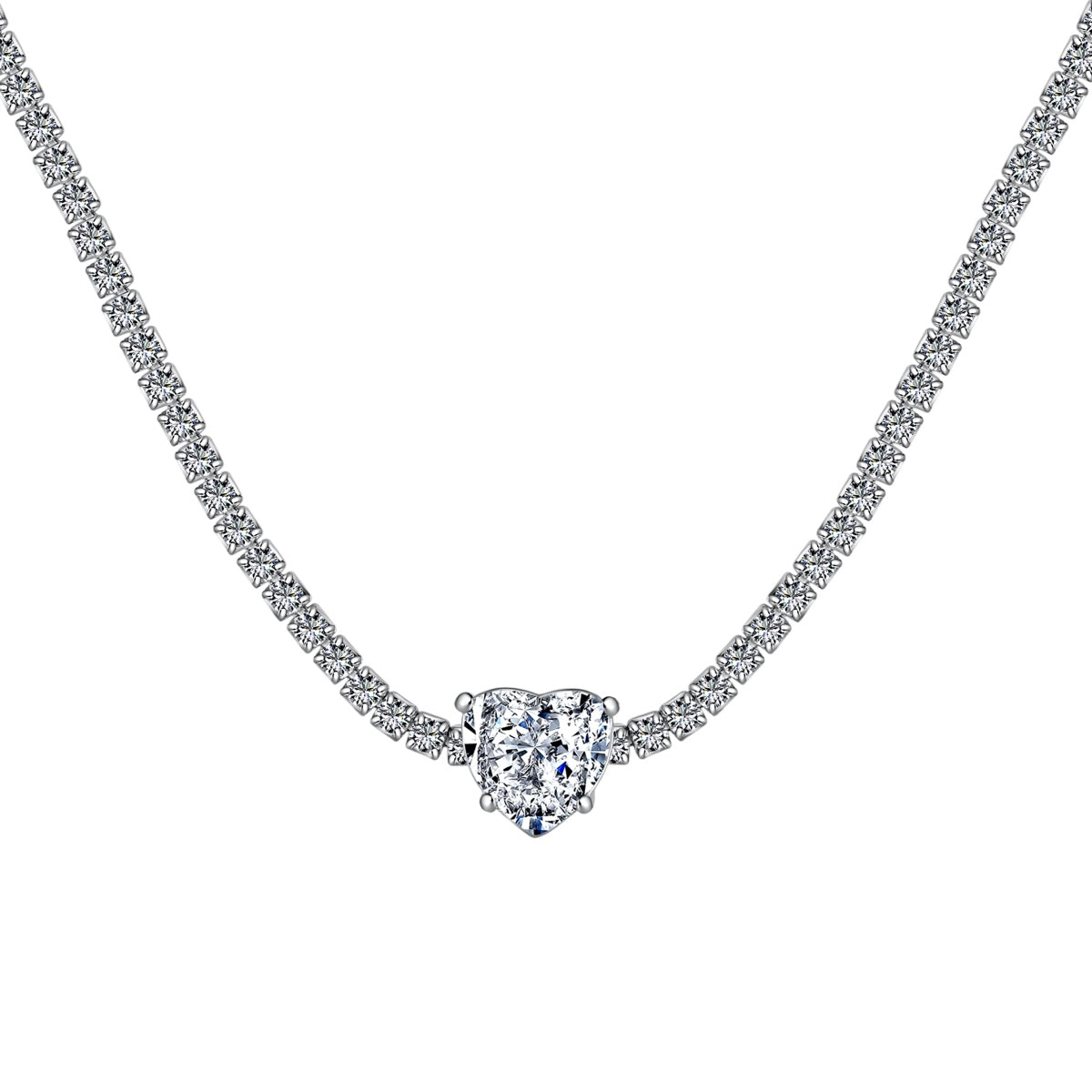 [baslovejewels]2.0 Carat Sparkling Tennis Heart Cut Necklace