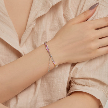 [baslovejewels]Ornate Colorful Butterfly Shape Round Cut Daily Bracelet