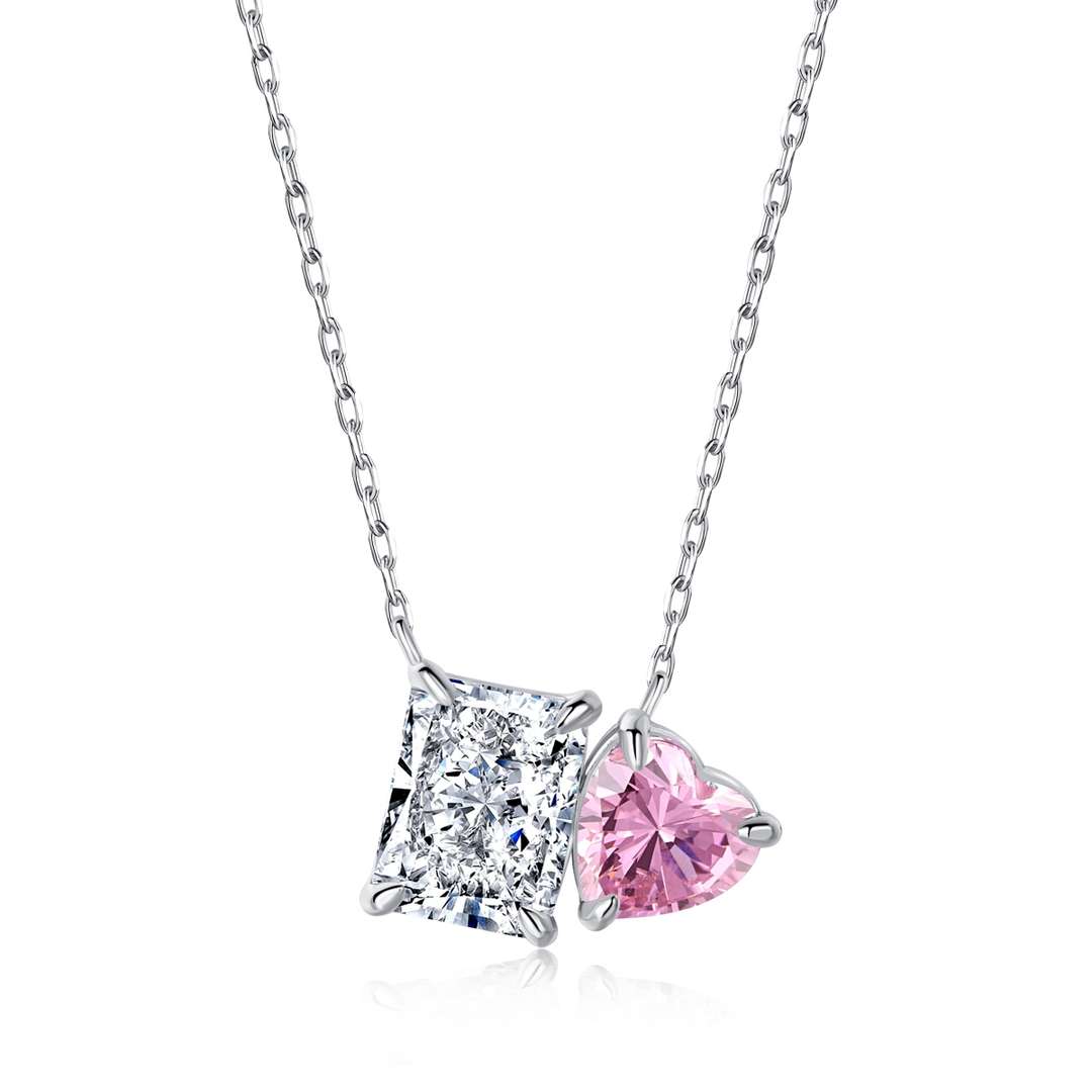 [baslovejewels]Dazzling Square & Heart Shape Necklace