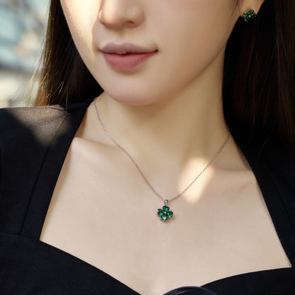 [baslovejewels]Heart-Shaped Four-Leaf Clover Bead Necklace