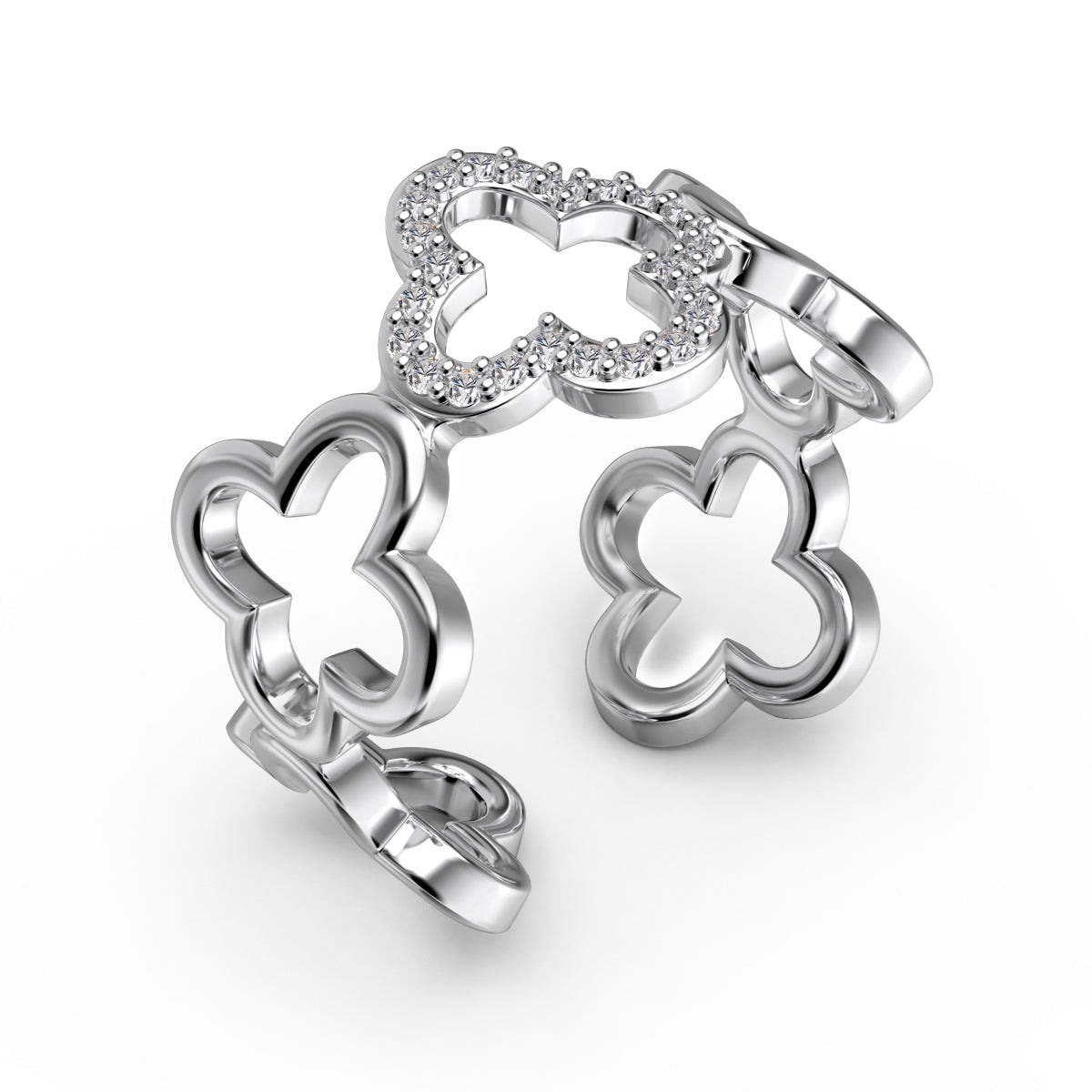 [baslovejewels]Hollow Design Four-Leaf Clover Flower Shape Ring