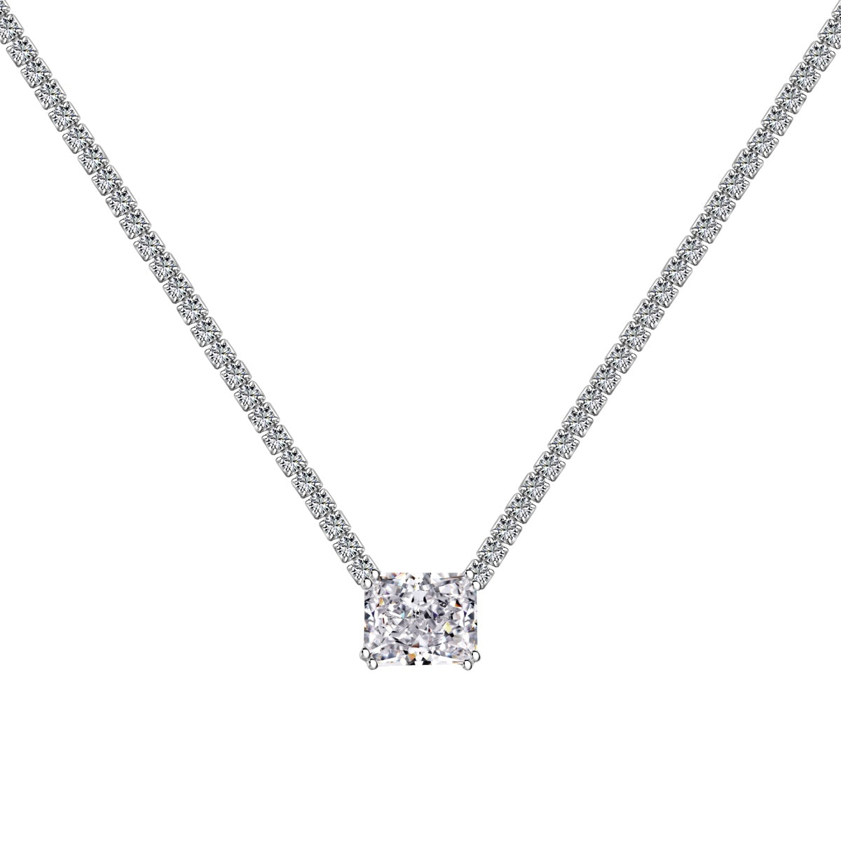 [baslovejewels]4.0 Carat Elegant Radiant Cut Necklace