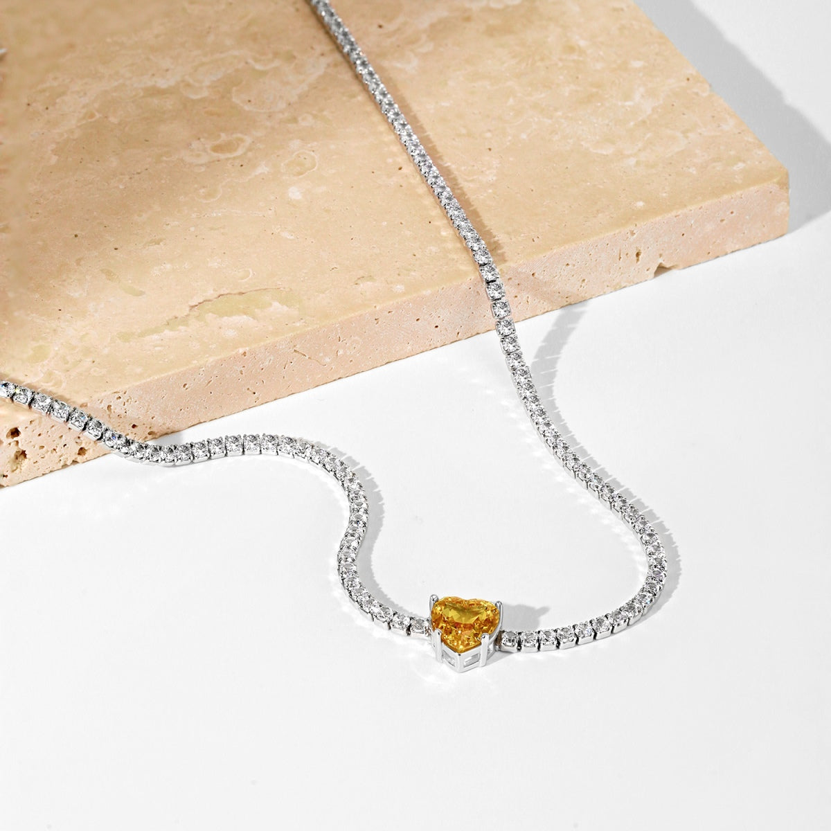 [baslovejewels]2.0 Carat Sparkling Tennis Heart Cut Necklace