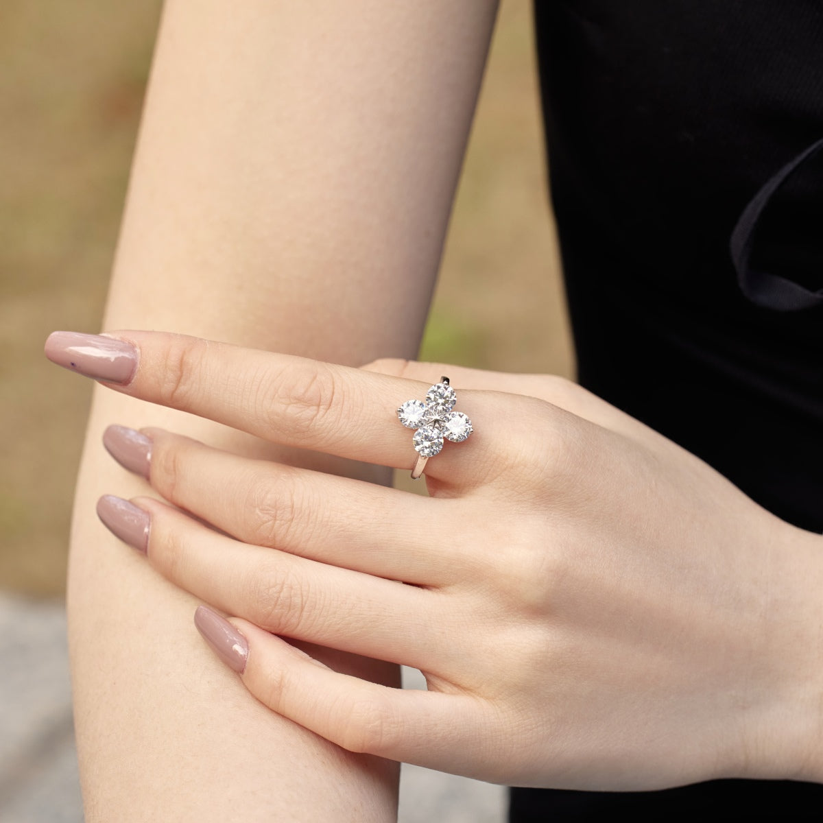 [baslovejewels]Four-Leaf Clover Eight-Pointed Star Ring