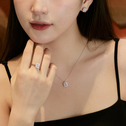 [baslovejewels]1.0 Carat Luxurious Dainty Emerald Cut Daily Earrings