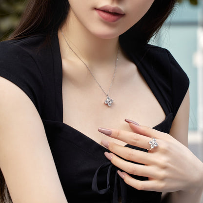 [baslovejewels]Four-Leaf Clover And Eight-Pointed Star Necklace