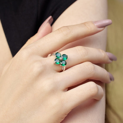 [baslovejewels]Four-Leaf Clover Eight-Pointed Star Ring