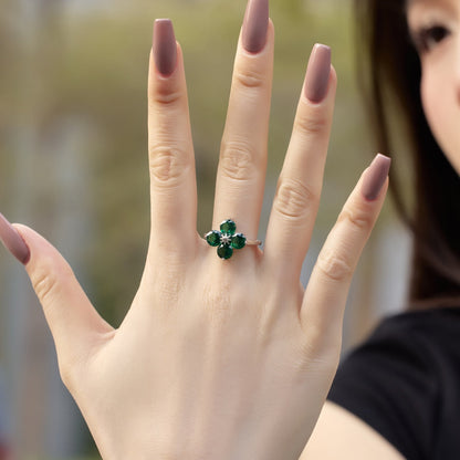 [baslovejewels]Four-Leaf Clover Eight-Pointed Star Ring