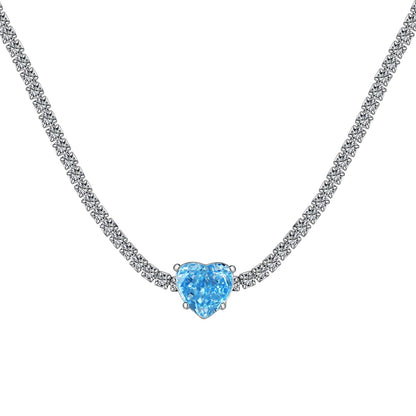 [baslovejewels]2.0 Carat Sparkling Tennis Heart Cut Necklace