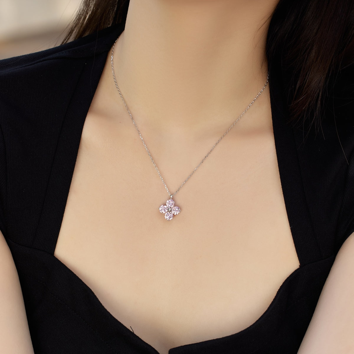 [baslovejewels]Four-Leaf Clover And Eight-Pointed Star Necklace