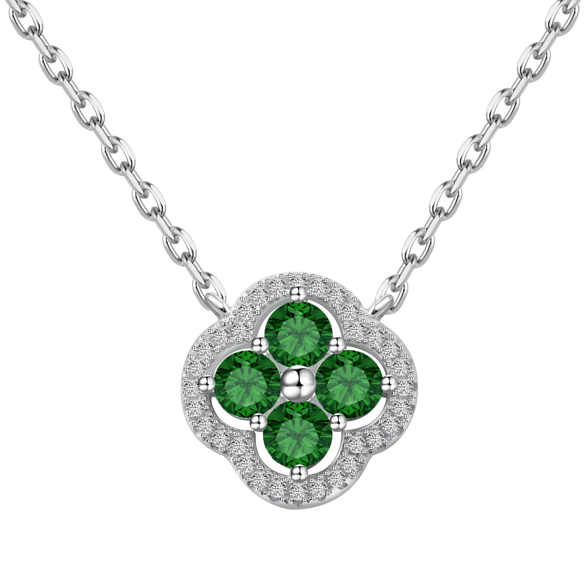 [baslovejewels]Exquisite Necklace With Four-Leaf Clover Flower Design