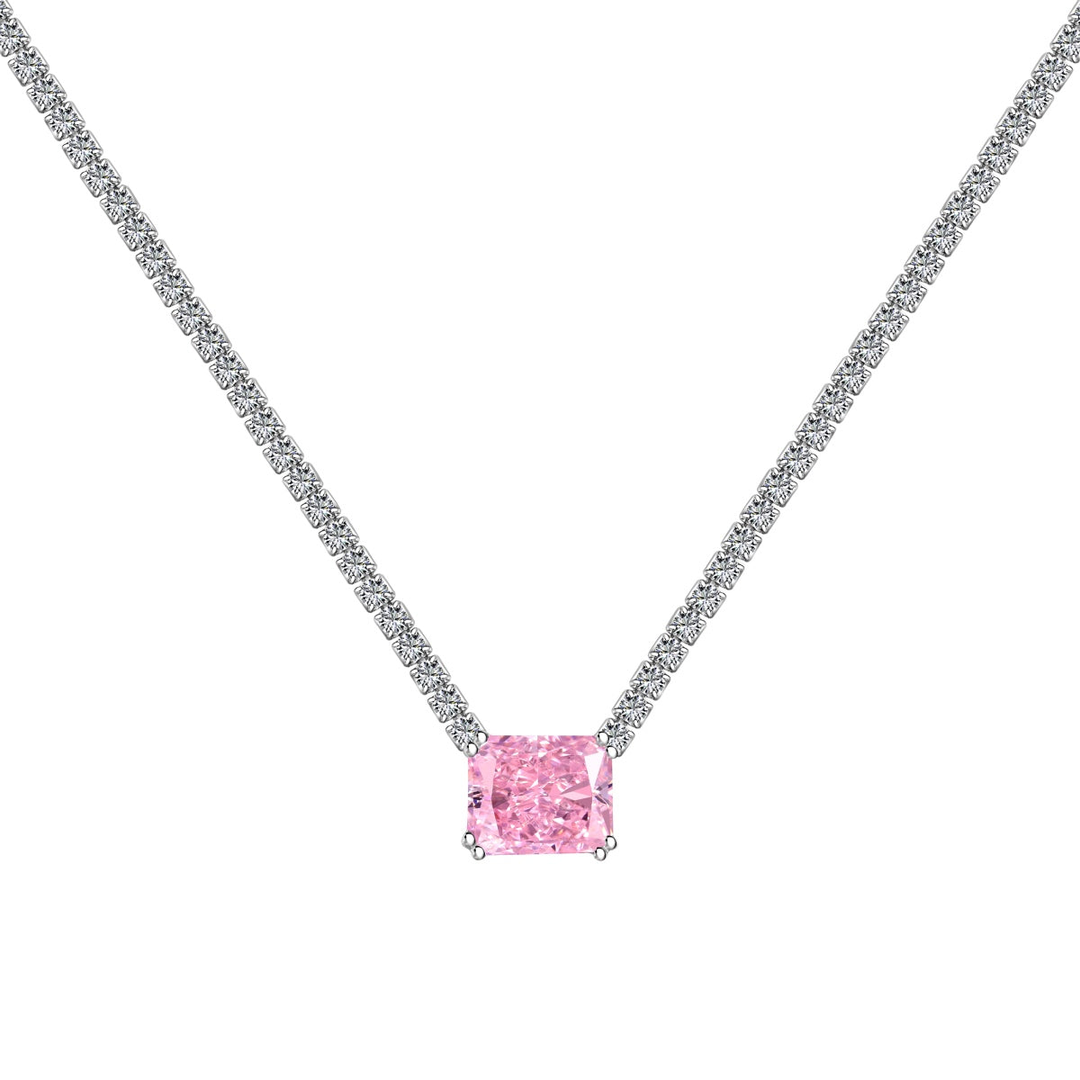 [baslovejewels]4.0 Carat Elegant Radiant Cut Necklace