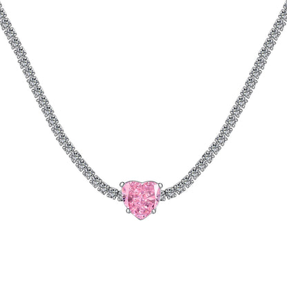 [baslovejewels]2.0 Carat Sparkling Tennis Heart Cut Necklace