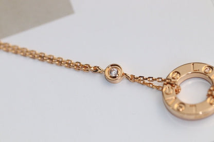 [baslovejewels]LOVE NECKLACE ADJUSTABLE ROSE GOLD 2 DIAMOND