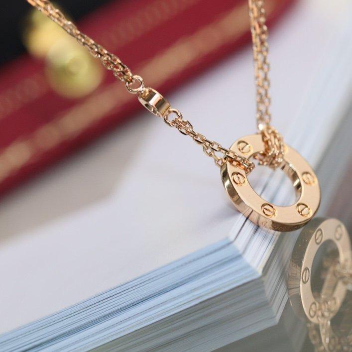 [baslovejewels]LOVE NECKLACE ADJUSTABLE ROSE GOLD 2 DIAMOND