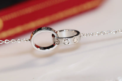 [baslovejewels]LOVE NECKLACE PINK GOLD AND SILVER