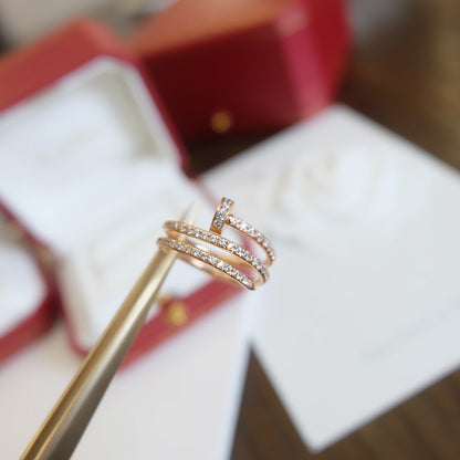 [baslovejewels]JUSTE RING 1.8MM PINK GOLD DOUBLE ROW DIAMONDS