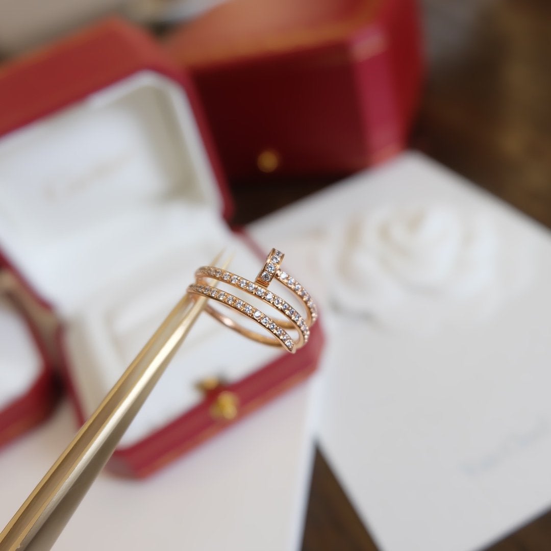 [baslovejewels]JUSTE RING 1.8MM PINK GOLD DOUBLE ROW DIAMONDS