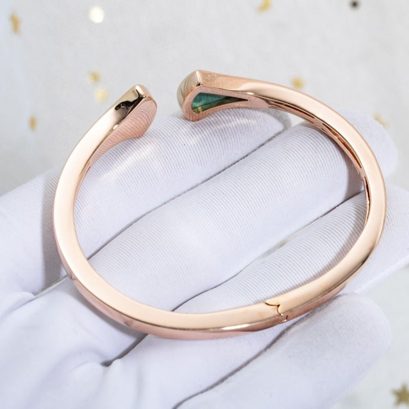 [baslovejewels]DREAM BRACELET OPEN MALACHITE PINK GOLD