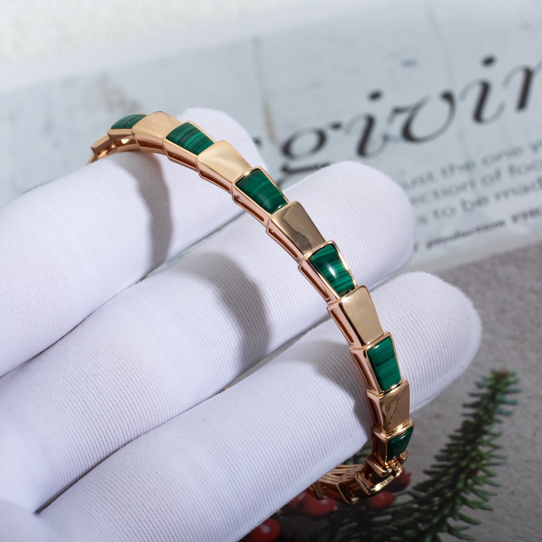 [baslovejewels]SERPENTI BRACELET PINK GOLD MALACHITE