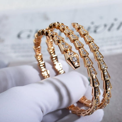 [baslovejewels]SERPENTI BRACELET PINK GOLD DIAMOND DOUBLE ROW