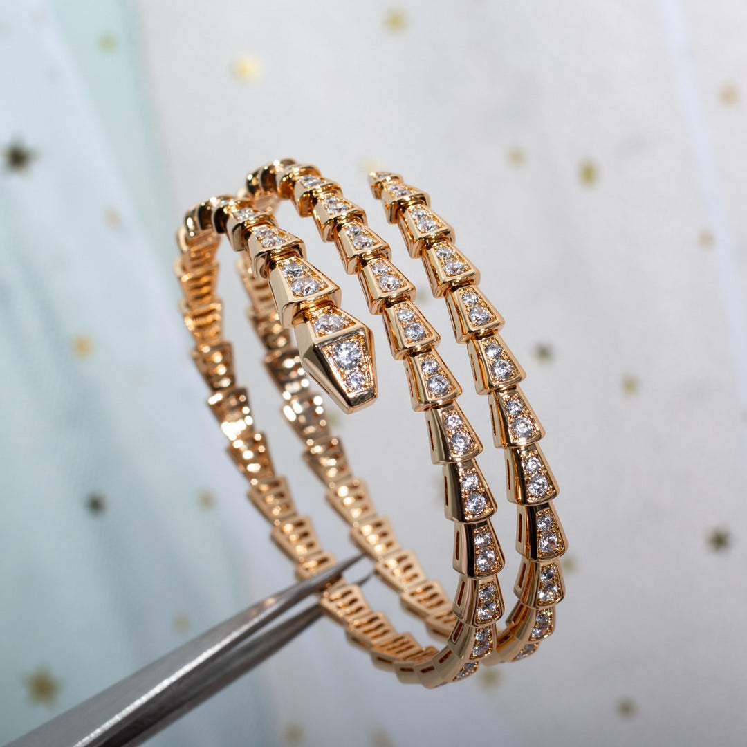[baslovejewels]SERPENTI BRACELET PINK GOLD DIAMOND DOUBLE ROW