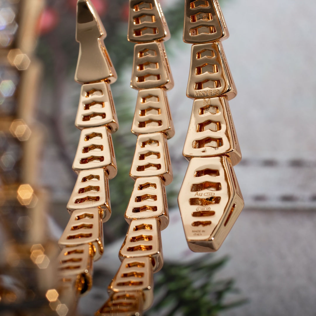 [baslovejewels]SERPENTI BRACELET PINK GOLD DIAMOND DOUBLE ROW