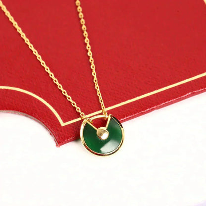 [baslovejewels]AMULETTE GOLD MALACHITE NECKLACE