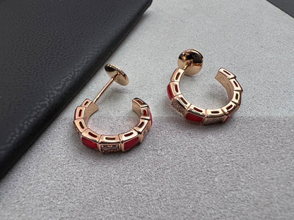 [baslovejewels]SERPENTI CARNELIAN PINK GOLD EARRINGS