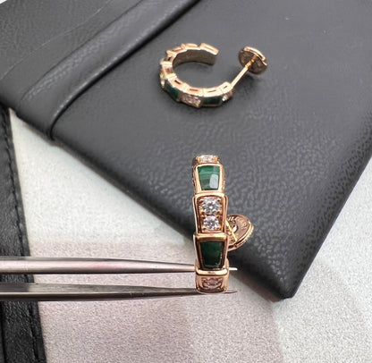[baslovejewels]SERPENTI MALACHITE PINK GOLD EARRINGS